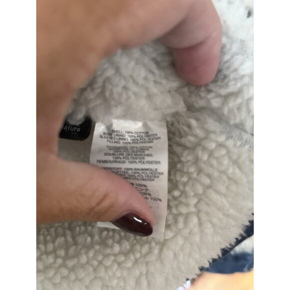 MINT J. Crew Denim Sherpa Swing Jean Denim Blue White Fur Trim Jacket Sz L EUC - Picture 9 of 12